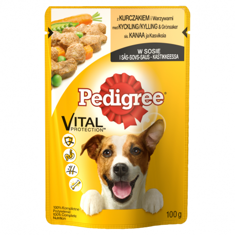 Pedigree Vital Protection Karma pełnoporcjowa z kurczakiem i warzywami w sosie 100 g