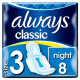 Always Classic Night Podpaski ze skrzydełkami, 8 sztuk