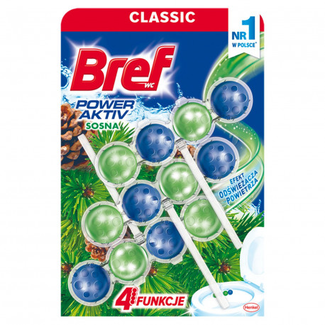 Bref WC Power Aktiv Zawieszka myjąco-zapachowa do muszli WC sosnowy las 3 x 50 g