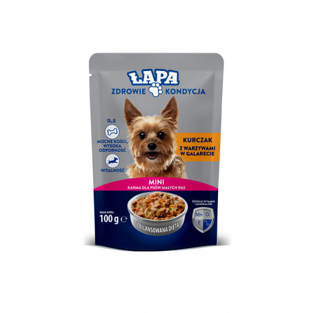 Karma dla psów Łapa Mini kurczak z warzywami w galarecie 100 g