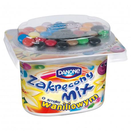 Danone Zakręcony Mix Jogurt o smaku waniliowym 125 g
