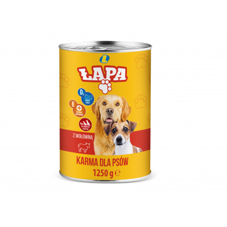 Karma dla psów Łapa z wołowiną 1250 g Lewiatan