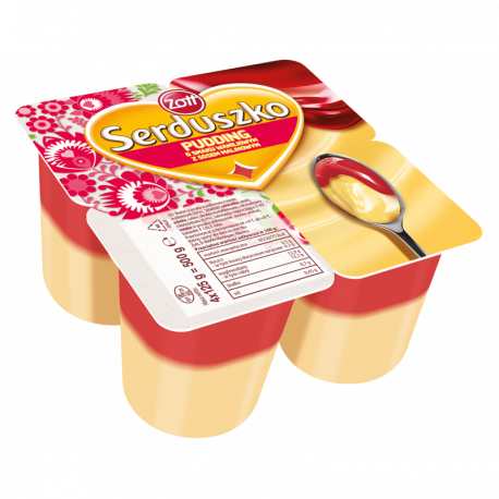 Zott Serduszko Pudding wanilia/malina 500 g (4 x 125 g)