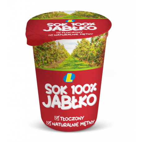 Sok jabłkowy tłoczony kubek 200 ml Lewiatan