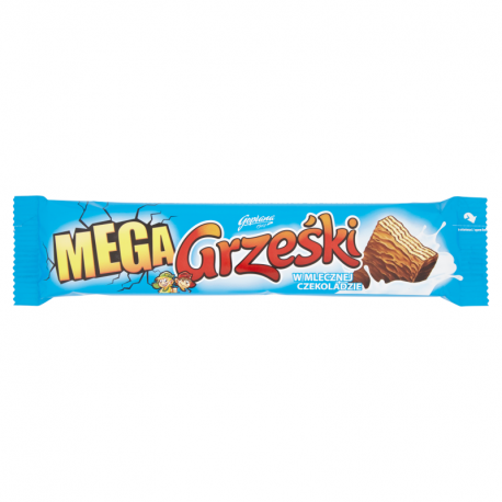 Grześki Mega Wafel przekładany kremem kakaowym w czekoladzie mlecznej 48 g